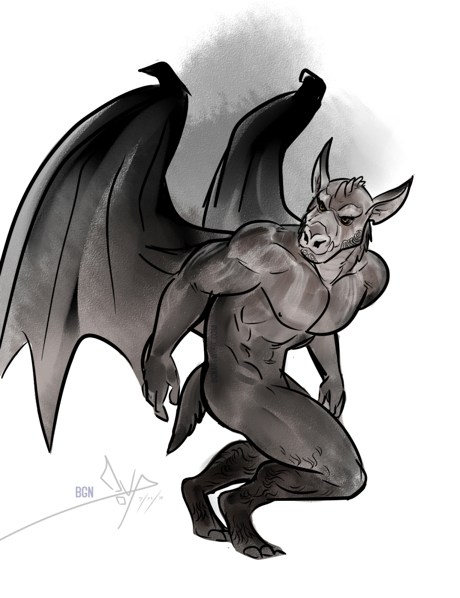 2022 bgn gargoyle hi_res male muscular navel nipples nude pecs solo wings