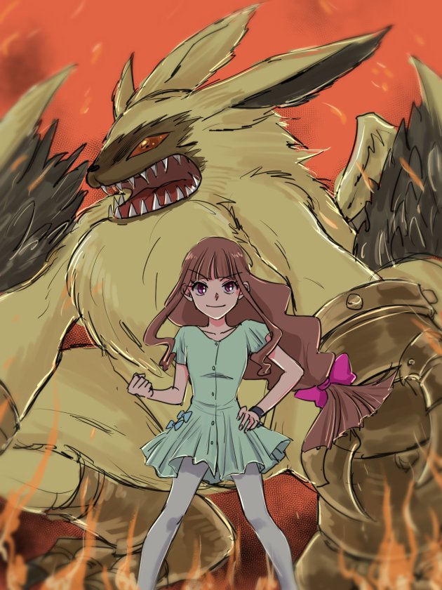 angry anthro bandai_namco black_claws claws digimon digimon_ghost_game duo female fur hair haraboudgg human lamortmon long_ears long_hair male mammal monster orange_eyes ruri_tsukiyono sharp_claws sharp_teeth teeth winged_arms wings yellow_body yellow_fur