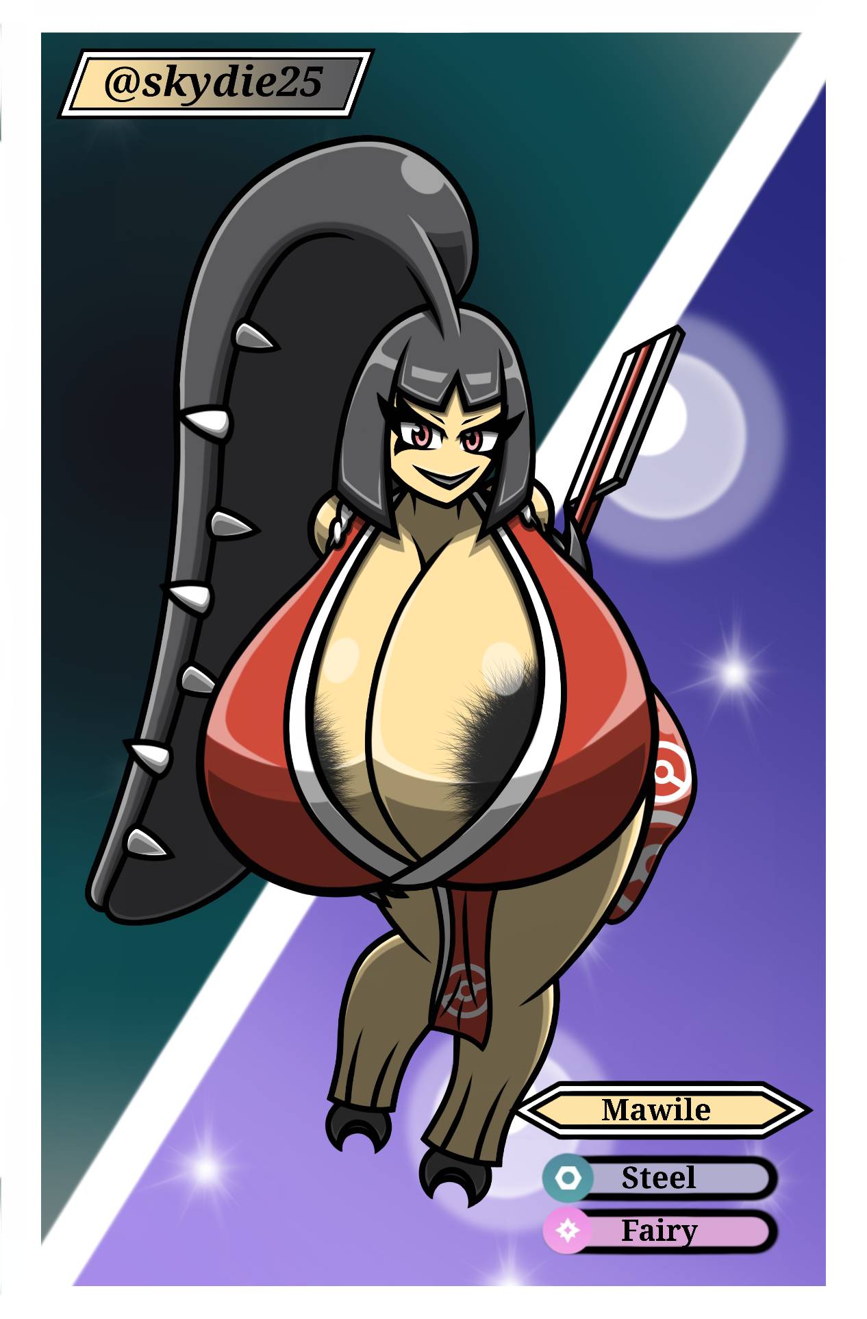 areola areola_slip big_breasts breasts cleavage clothed clothing female hi_res huge_breasts humanoid hyper hyper_breasts mawile multifaker5 nintendo pok&eacute;mon pok&eacute;mon_(species) solo video_games