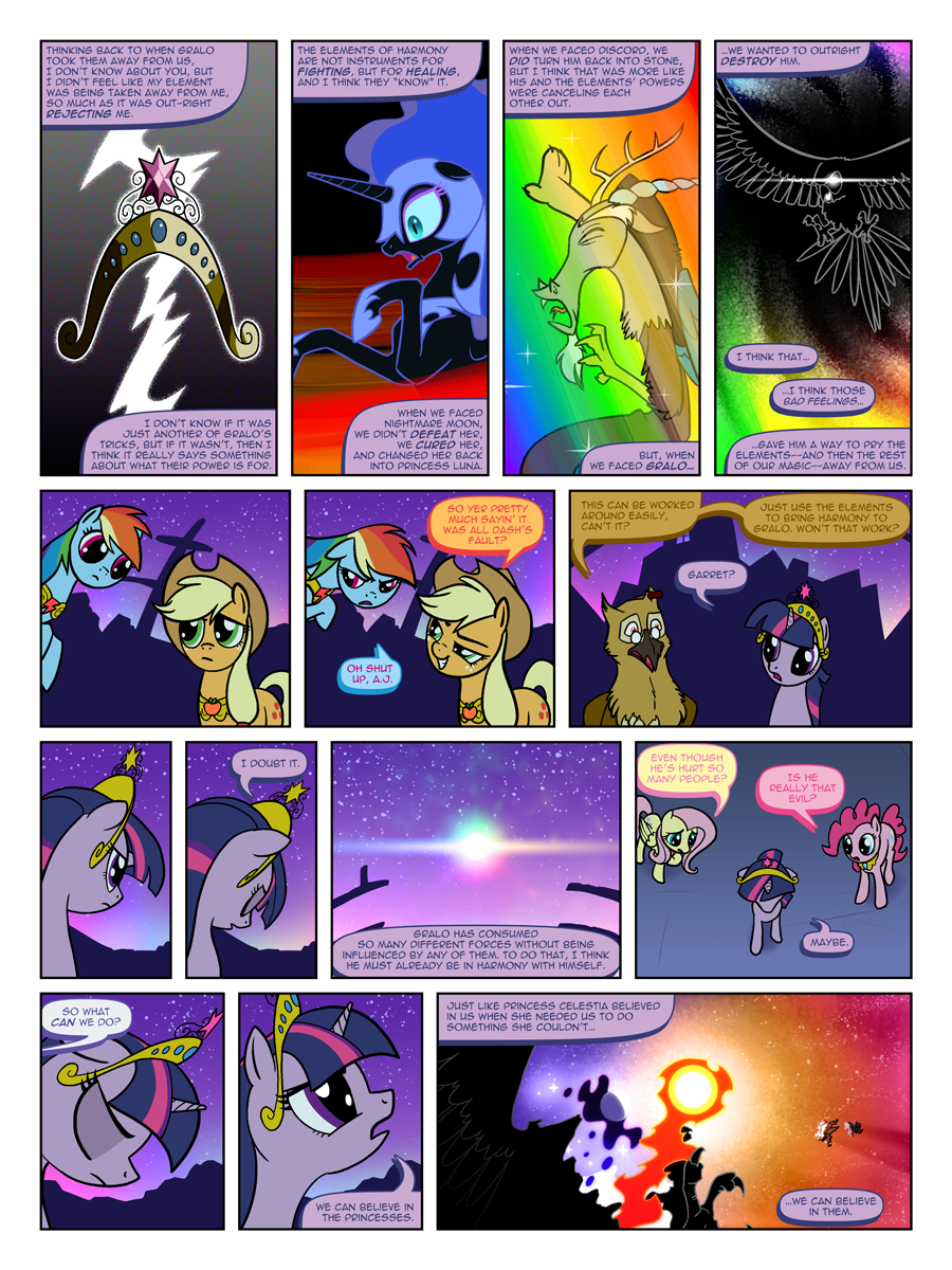 3:4 applejack_(mlp) arofatamahn avian bird chimera clothing comic cowboy_hat dialogue discord_(mlp) draconequus english_text equid equine eyewear female fluttershy_(mlp) friendship_is_magic garret_(arofatamahn) glasses gralo gryphon hasbro hat headgear headwear hi_res male mammal my_little_pony mythological_avian mythology nightmare_moon_(mlp) pegasus pinkie_pie_(mlp) rainbow_dash_(mlp) star text wings