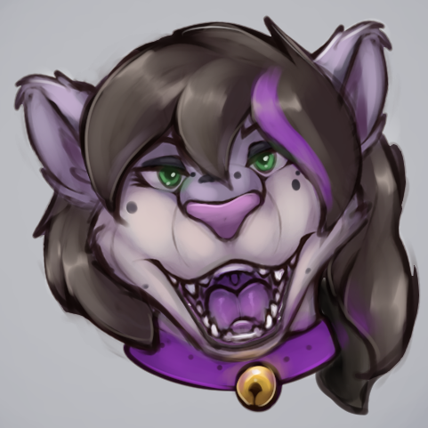 bell collar felid feline female fluffy highlights_(coloring) low_res mammal open_mouth pantherine purple rin_(kittyrin) snow_leopard vore