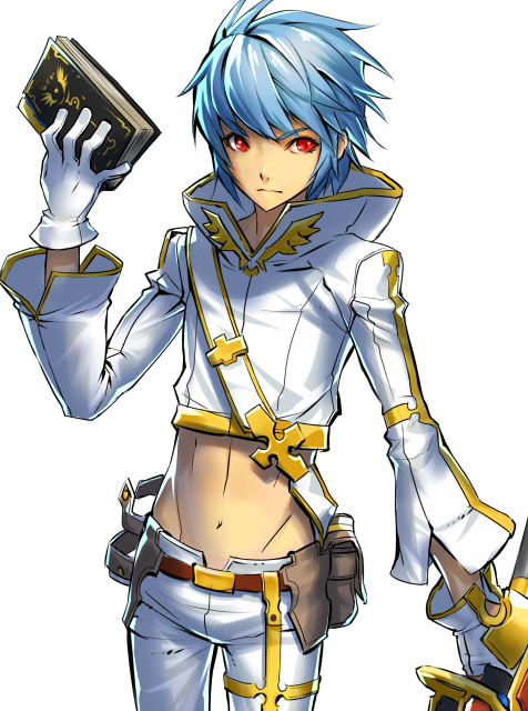 1boy belt belt_buckle belt_pouch blue_hair book brown_belt buckle closed_mouth comiket cross gloves holding holding_book holding_sword holding_weapon light_blue_hair male_focus ninnin_(shishitou) original pouch red_eyes sash simple_background solo sword thigh_strap unsheathed weapon white_background white_gloves white_sash