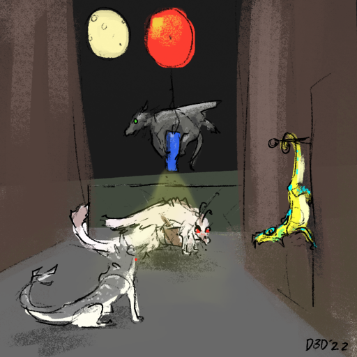 1:1 alva balloon canid canine canis colored_sketch diamondbackdrake digital_drawing_(artwork) digital_media_(artwork) dragon equid equine female feral group hanging_by_tail horse hybrid inflatable male mammal moon morgra pen rainwing_(wof) signature sketch spots starfruit_(diamondbackdrake) thief torchlight wings_of_fire wolf