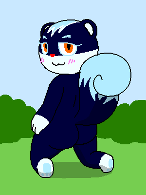 2022 animal_crossing anthro bedroom_eyes big_butt black_body black_fur blue_body blue_fur blue_hair blue_pawpads blush butt eyelashes feet female fur grass hair half-closed_eyes hand_on_hip kneeling looking_at_viewer looking_back low_res mammal multicolored_body multicolored_fur narrowed_eyes nintendo nonyammychoko nude orange_eyes pawpads paws plant presenting presenting_hindquarters rear_view red_nose rodent sciurid seductive shaded shadow smile soles solo tasha_(animal_crossing) video_games white_body white_fur wide_hips