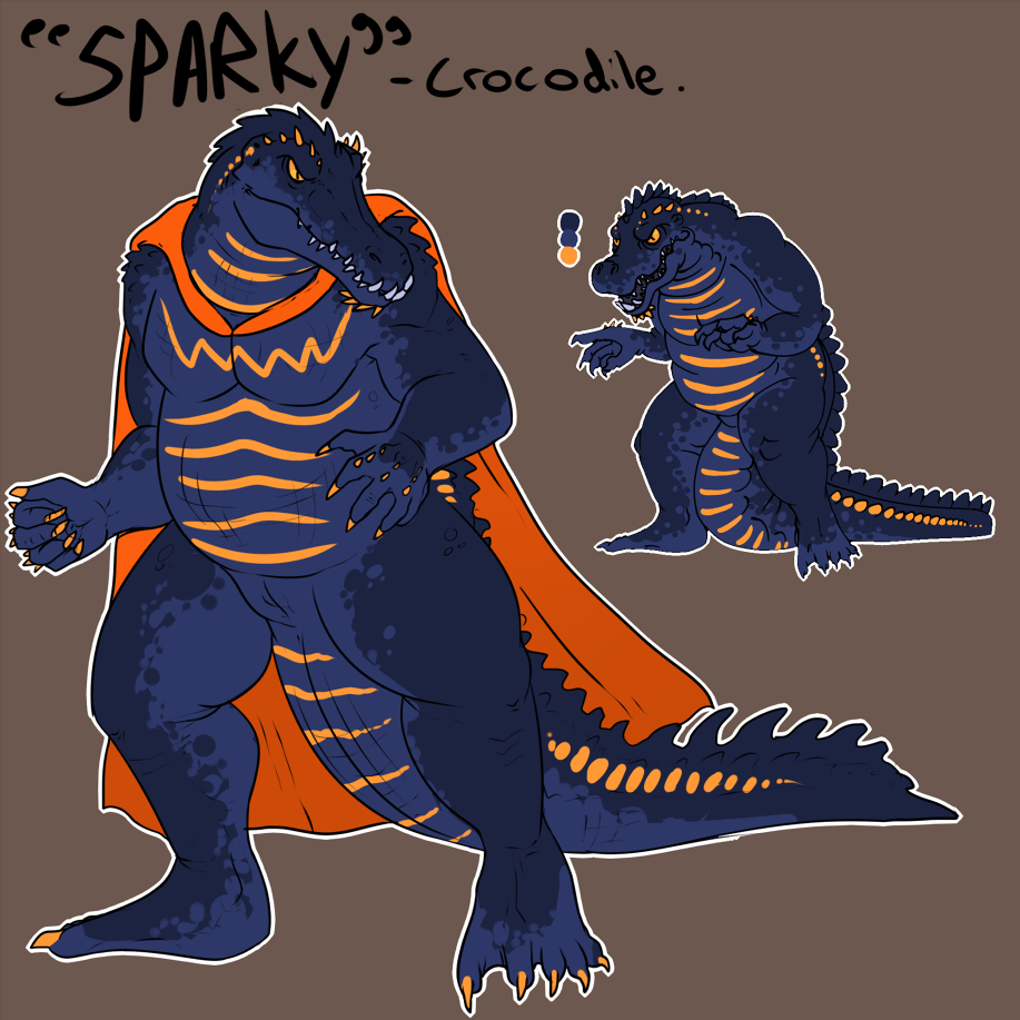 1:1 animal_genitalia anthro belly blue_body blue_scales blue_tail claws cloaca crocodile crocodilian crocodylid finger_claws front_view genitals imperatorcaesar male markings model_sheet orange_body orange_cape orange_claws orange_scales orange_tail overweight overweight_anthro overweight_male pupils reptile scales scalie sharp_teeth slit_pupils solo standing striped_belly striped_body striped_chest striped_markings striped_scales striped_tail stripes tail_markings teeth toe_claws