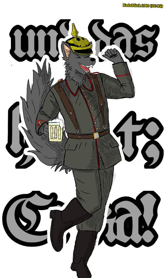 alcohol alpha_channel anthro beer beverage boots by canid canine canis caue_ferrari clothing creative_commons footwear german german_text imperial kadabliuh_2009 male mammal military military_uniform oktoberfest singing solo text uniform wolf world_war_1
