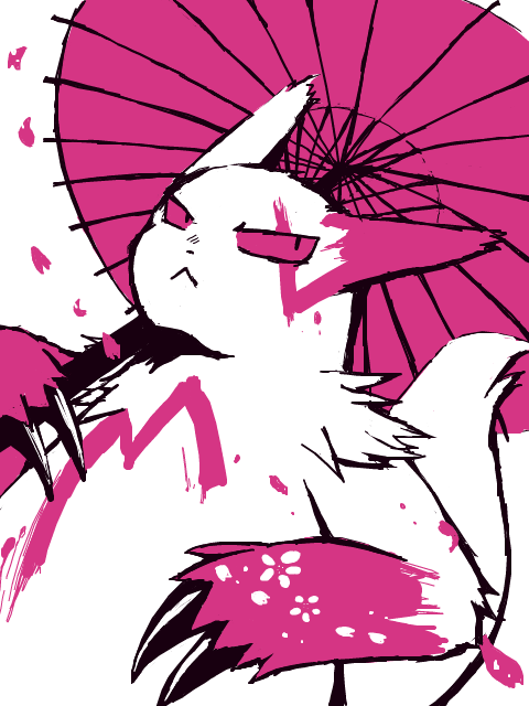 2011 2_fingers 4:3 :&lt; ambiguous_gender arm_tuft black_nose chest_markings claws digital_media_(artwork) digital_painting_(artwork) feral fingers flower flower_pattern gyi. holding_object looking_aside markings multicolored_ears narrowed_eyes nintendo pink_ears pink_markings plant pok&eacute;mon pok&eacute;mon_(species) pupils shoulder_tuft simple_background small_nose small_pupils solo tail_tuft tuft umbrella video_games white_background white_body white_ears white_tail zangoose