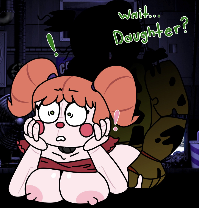 animatronic breasts circus_baby_(fnaf) clown duo female five_nights_at_freddy's five_nights_at_freddy's_3 humanoid incest_(lore) lagomorph leporid machine male male/female mammal nipples rabbit robot scottgames springtrap_(fnaf) surprised_expression thehoraco video_games