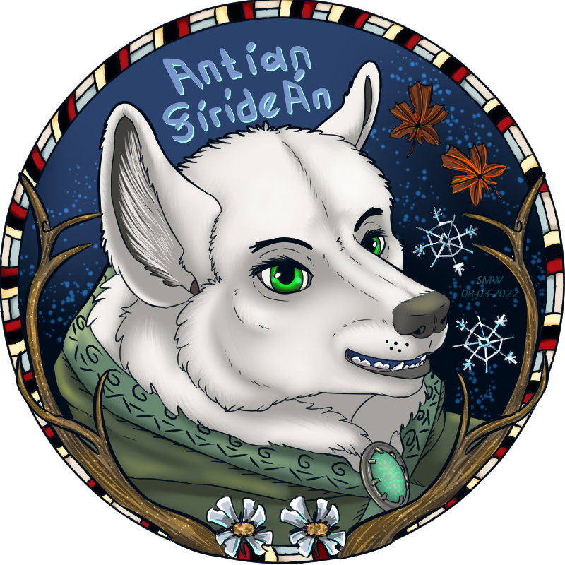 antlers canid canine canis cloak clothing fleety_(artist) gem horn icon invalid_tag leaf male mammal maple_leaves pfp profile profile_pic ring sfw snow_flakes wolf