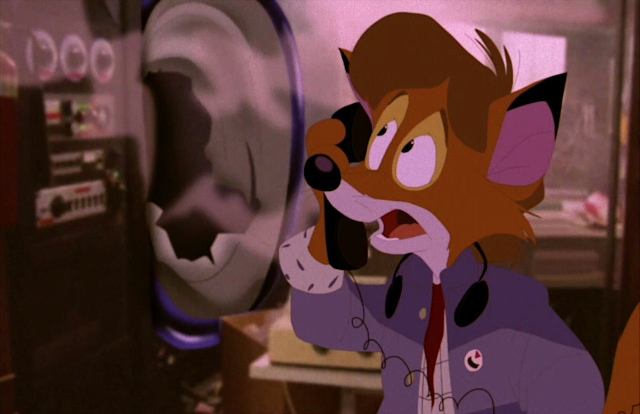back_to_the_future blue_clothing blue_jacket blue_topwear brown_hair canid canine clothing fox hair jacket kosperry looking_up male mammal marty_mcfly open_mouth phone phone_call red_fox screencap screencap_background screencap_redraw solo topwear