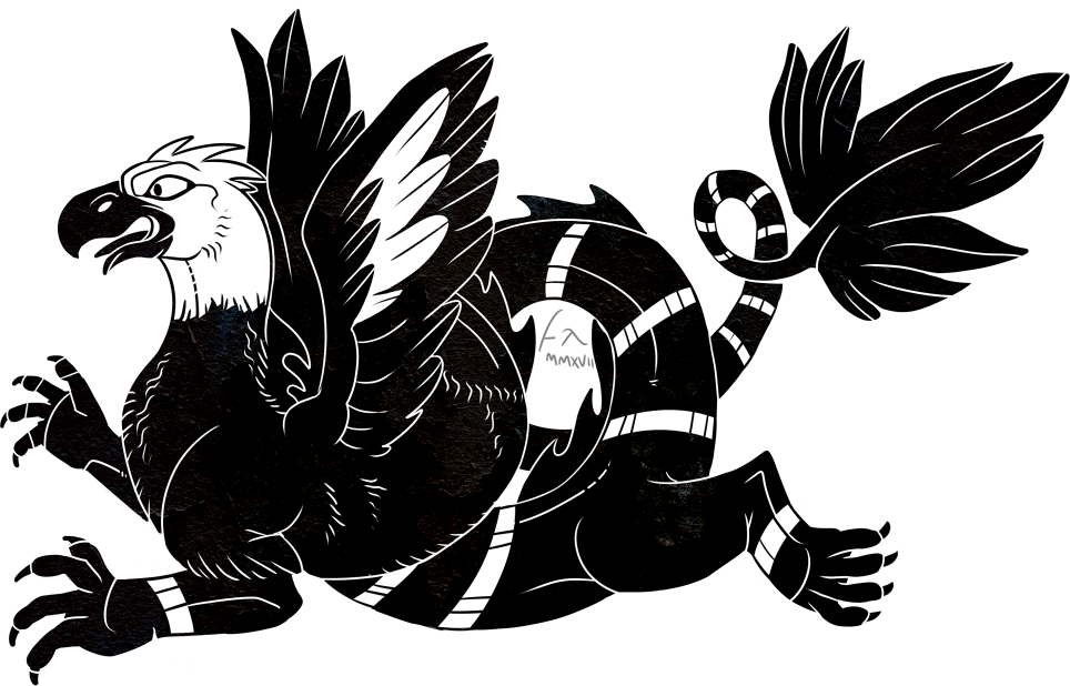 ambiguous_gender avian beak black_and_white claws feathered_wings feathers head_tuft imperatorcaesar markings monochrome open_mouth side_view signature simple_background solo striped_body striped_markings striped_tail stripes tail_markings tail_tuft tongue tuft wide_eyed wings