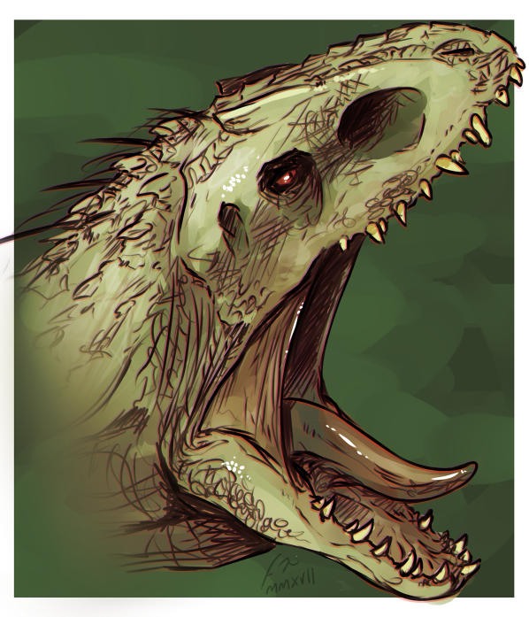 ambiguous_gender border dinosaur glistening glistening_eyes glistening_tongue green_body green_scales headshot_portrait imperatorcaesar open_mouth portrait reptile scales scalie sharp_teeth side_view signature simple_background solo teeth tongue white_border