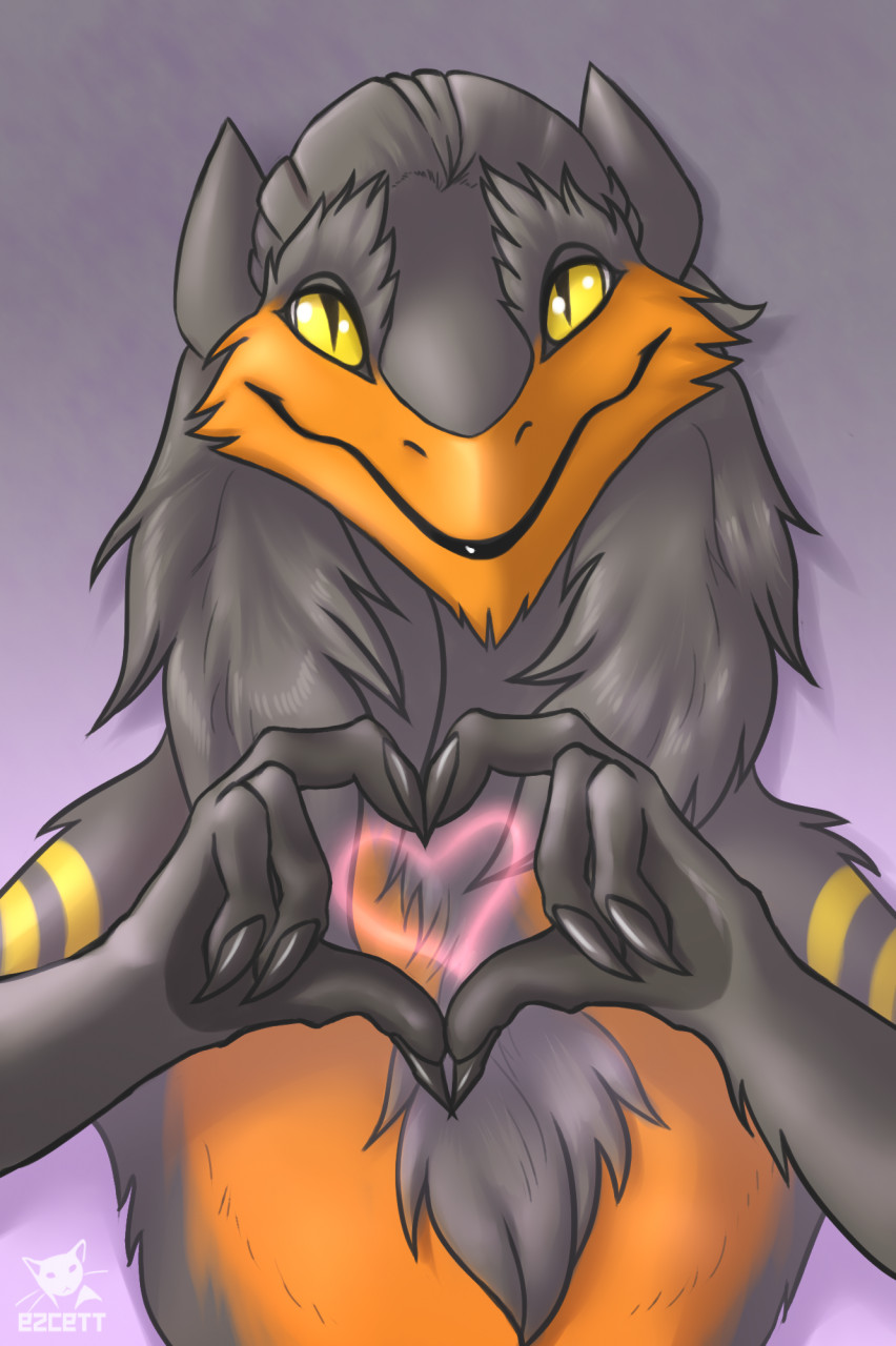 &lt;3 2022 4_fingers black_body black_fur black_lips claws digital_media_(artwork) ezcett fingers fur hi_res lips looking_at_viewer orange_fuyr sergal simple_background solo yellow_eyes