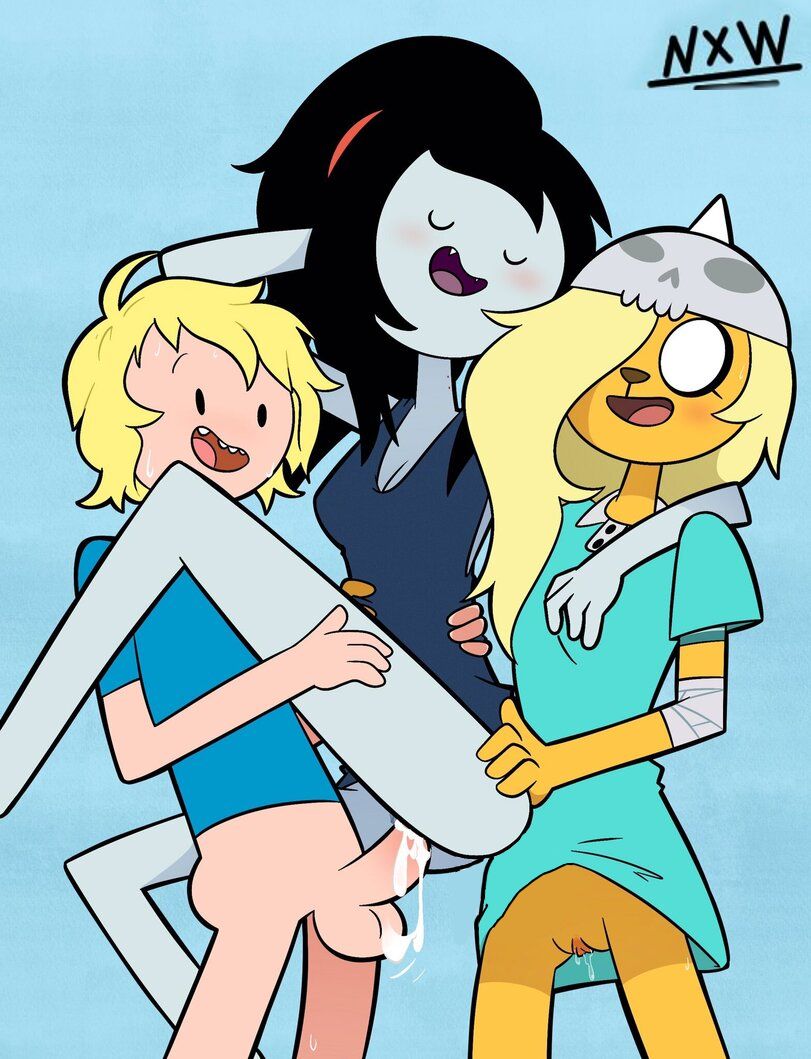 adventure_time anthro bronwyn canid canine cartoon_network female finn_the_human group group_sex human human_on_anthro interspecies male male/female mammal marceline(adventure nx_wolfo sex threesome time) trio vampire