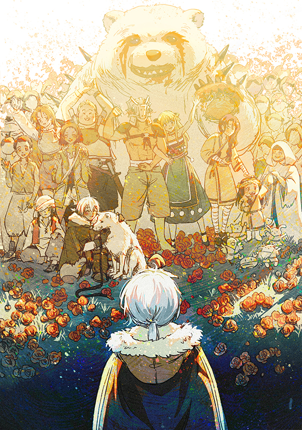 6+boys 6+girls ^_^ animal armor arms_up bandaged_arm bandages bear bird black_hair blonde_hair blood blood_from_eyes braid chest_guard cloak closed_eyes couple covered_face crab crowd doll everyone faceless faceless_female faceless_male facing_away female_child field flower flower_field fumetsu_no_anata_e fur_trim fushi gugu_(fumetsu_no_anata_e) hand_on_another's_head hand_up hands_up happy hat helmet hetero hood hood_down hooded_cloak hooded_jacket jacket joan_(fumetsu_no_anata_e) kansatsusha locked_arms long_hair low_ponytail march_(fumetsu_no_anata_e) mia_(fumetsu_no_anata_e) multiple_boys multiple_girls old old_woman one_eye_covered one_knee oniguma_(fumetsu_no_anata_e) oopa_(fumetsu_no_anata_e) parona pauldrons petting pioran ponytail rabbit rean_cropp red_flower red_rose rose sandel_(fumetsu_no_anata_e) short_hair shorts shoulder_armor solo_focus standing the_nameless_boy_(fumetsu_no_anata_e) tonari_dalton topless_male twintails uroy_(fumetsu_no_anata_e) waving wolf xualwqy