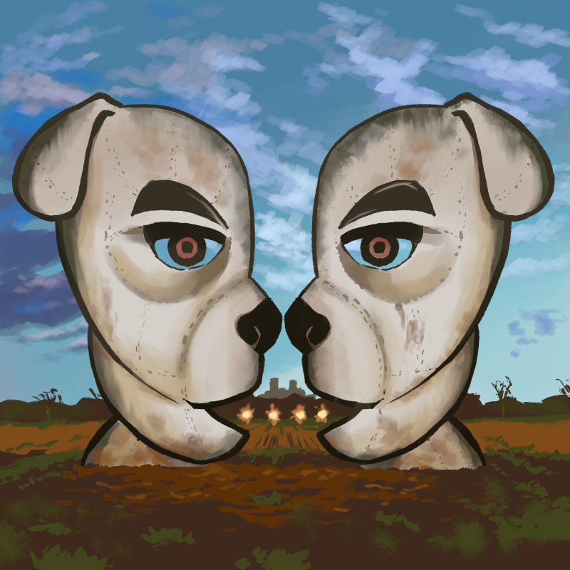 2020 album_cover animal_crossing anthro black_nose blue_sky brown_eyebrows building canid canine canis cloud cover dark_clouds day dirt domestic_dog duo ears_down eishiya eyebrows field floppy_ears grass k.k._slider k.k._slider_album_redraw light looking_at_viewer male mammal meme nintendo open_mouth pink_floyd pivoted_ears plant red_eyes sculpture sky statue sunlight the_division_bell_(album) tree video_games white_ears white_face white_neck