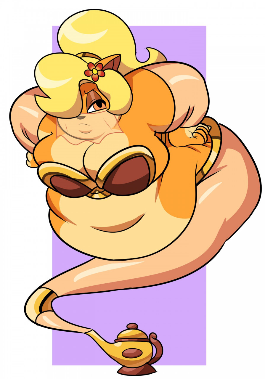 activision anthro breasts coco_bandicoot crash_bandicoot_(series) female frown fur genie hi_res magic_lamp obese overweight solo superspoe video_games weight_gain