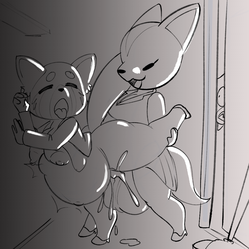 2022 aggressive_retsuko ailurid anthro balls being_watched belly_inflation big_balls big_breasts bodily_fluids bottomless bottomless_female breasts canid canine clothed clothing cum cum_inflation digital_media_(artwork) duo eyes_closed female fennec fenneko fox from_behind_position genital_fluids genitals gynomorph huge_balls inflation intersex looking_at_another looking_pleasured mammal nipples red_panda retsuko sanrio sex squealydealy thick_thighs tongue tongue_out