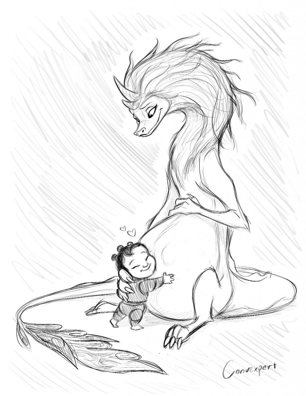 &lt;3 2021 abdominal_bulge anthro asian_mythology baby belly big_belly claws convexpert disney dragon duo east_asian_mythology eastern_dragon embrace eyes_closed female half-closed_eyes hi_res horn hug human looking_at_another mammal mane mythology narrowed_eyes pregnant pregnant_female raya_and_the_last_dragon sisu_(ratld) sitting smile toe_claws unborn_kicking young