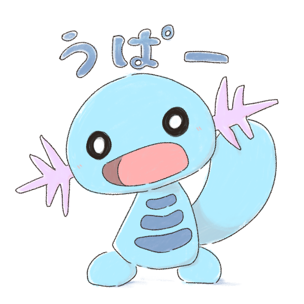 ambiguous_gender armless black_eyes blue_body chaba feral generation_2_pokemon japanese_text monotone_body multicolored_body nintendo open_mouth pokemon pokemon_(species) pupils simple_background solo text tongue two_tone_body video_games white_background white_pupils wooper