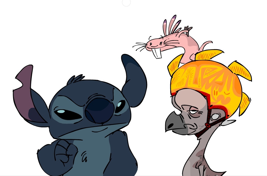 2019 4_fingers alien ambiguous_gender anthro armor back_spines beak black_eyes blue_nose buckteeth character_request chest_tuft disney ear_markings experiment_(lilo_and_stitch) facial_markings feral fingers flat_colors frown grey_beak grey_body group head_markings head_tuft headgear helmet kim_possible launch_(unseen_experiment) lilo_and_stitch male_(lore) mammal markings naked_mole-rat narrowed_eyes notched_ear pink_body rodent rufus_(kim_possible) simple_background size_difference smile species_request stitch_(lilo_and_stitch) teeth trio tuft velyash whiskers white_background