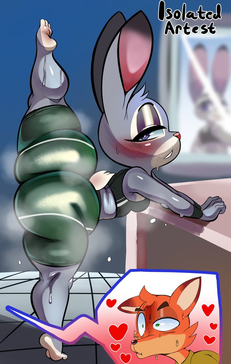 big_butt blush breasts butt disney female flexible hi_res huge_butt isolatedartest judy_hopps lagomorph leporid male mammal nick_wilde one_leg_up purple_yoshi_draws rabbit raised_leg splits spread_legs spreading standing vertical_splits zootopia