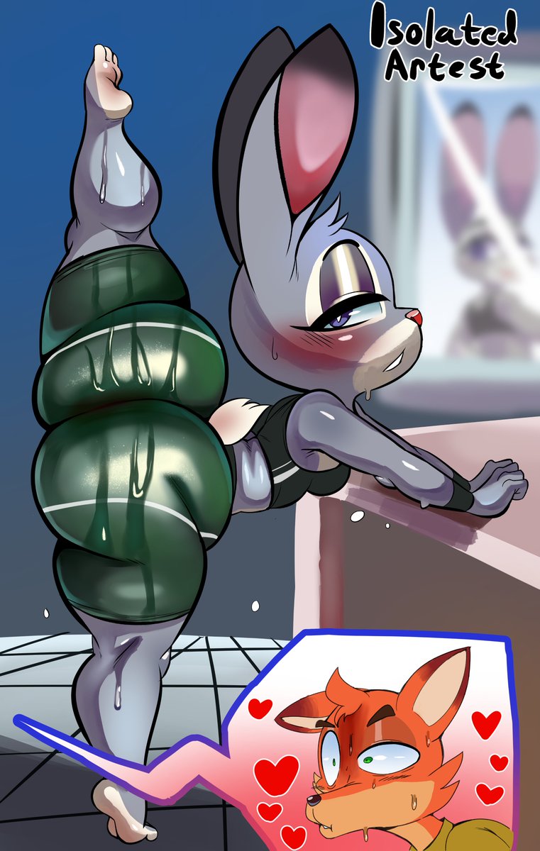 big_butt blush breasts butt disney female flexible hi_res huge_butt isolatedartest judy_hopps lagomorph leporid male mammal nick_wilde one_leg_up purple_yoshi_draws rabbit raised_leg splits spread_legs spreading standing vertical_splits zootopia