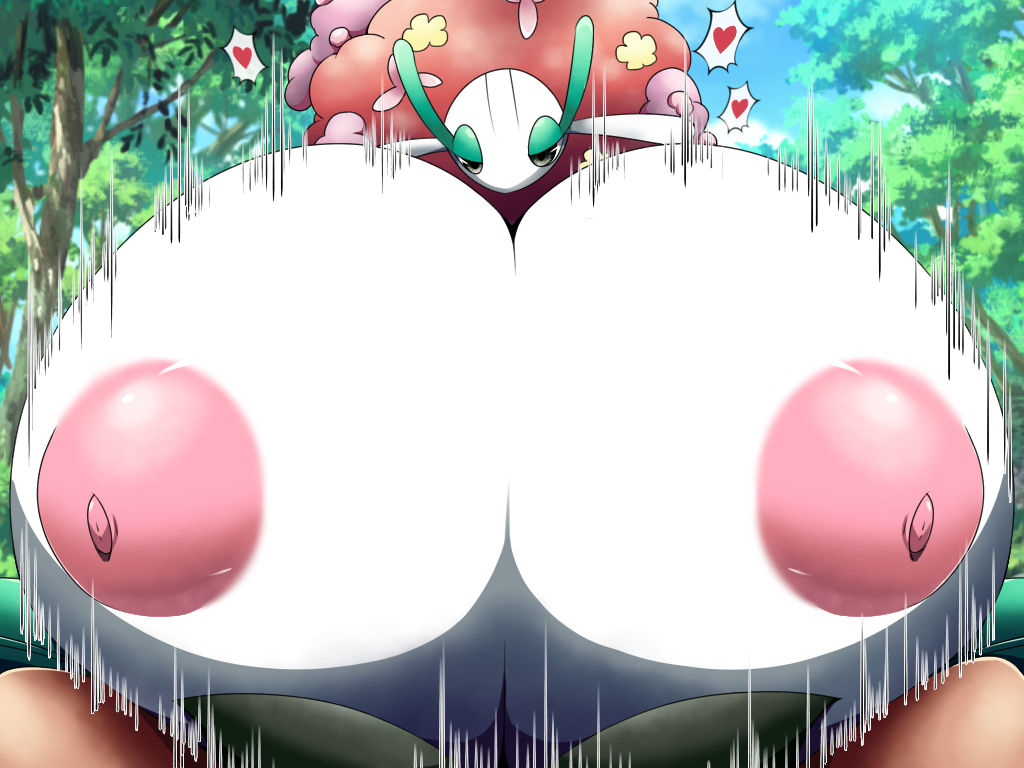 &lt;3 areola big_breasts breast_play breasts duo female first_person_view florges generation_6_pokemon grey_eyes half-closed_eyes huge_breasts humanoid hyper hyper_breasts looking_at_viewer male male/female male_pov motion_lines narrowed_eyes nintendo nipples norio_(pheromosa_times) pink_areola pink_nipples pokemon pokemon_(species) sex titfuck video_games white_body