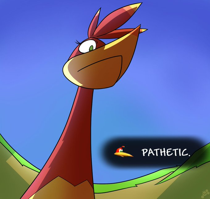 avian banjo-kazooie beak belly bird breegull disapproval english_text feathers female feral green_eyes head_tuft kazooie looking_at_viewer looking_down meme pathetic_(meme) potoobrigham rareware red_body simple_background solo text tuft video_games yellow_beak yellow_belly