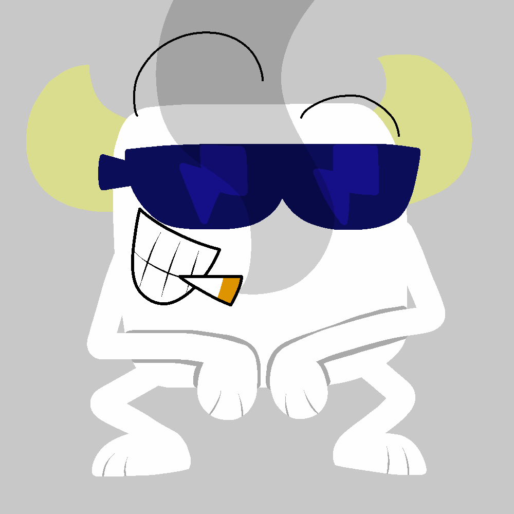 1:1 anthro cigarette colored dolphykitty drugs eyewear hardbass horn male meme monster nash_gimn_(hard_bass_school) not_furry russian_hardbass smoking solo sunglasses teeth too_kid_friendly totes_(too_kid_friendly) under_paws