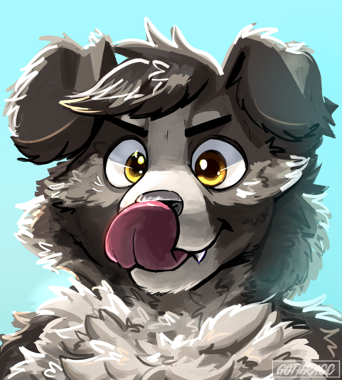 anthro barb_(artist) border_collie canid canine canis collie domestic_dog floppy_ears fluffy herding_dog hi_res invalid_tag male mammal pastoral_dog sheepdog solo tongue tongue_out