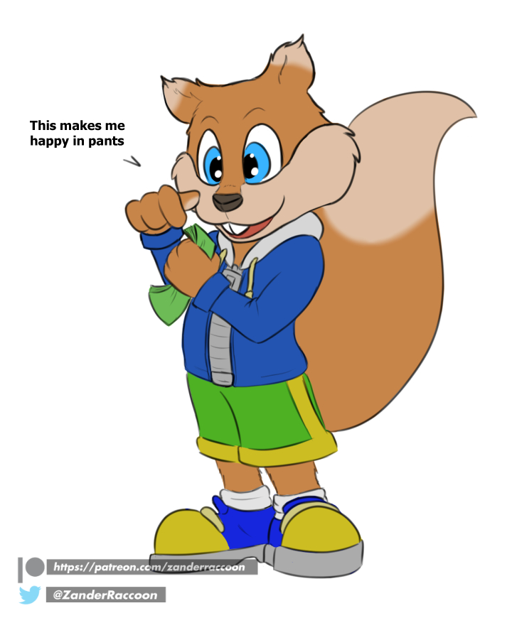 conker conker's_bad_fur_day male mammal money rareware red_squirrel_(disambiguation) rodent sciurid solo tail video_games