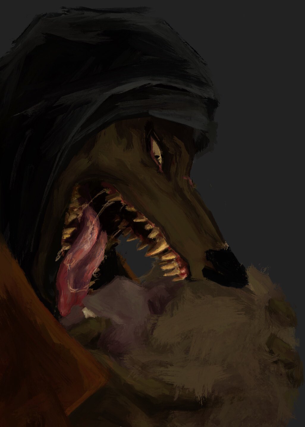 anon2000000 anthro big_dom_small_sub big_mouth_(disambiguation) black_background black_clothing blonde_hair bodily_fluids brown_body brown_fur canid canine canis clothed clothing darkwood digital_media_(artwork) digital_painting_(artwork) dominant duo duo_focus eyes_closed female finger_in_mouth forced forced_kiss fur group hair hi_res hoodie horror_(theme) human interspecies kissing larger_anthro larger_female male male/female mammal narrowed_eyes nightmare_fuel open_mouth questionable_consent saliva saliva_string salive simple_background size_difference smaller_human smaller_male teeth tongue tongue_out topwear video_games white_body white_skin wolf wolfman_(darkwood) yellow_teeth young