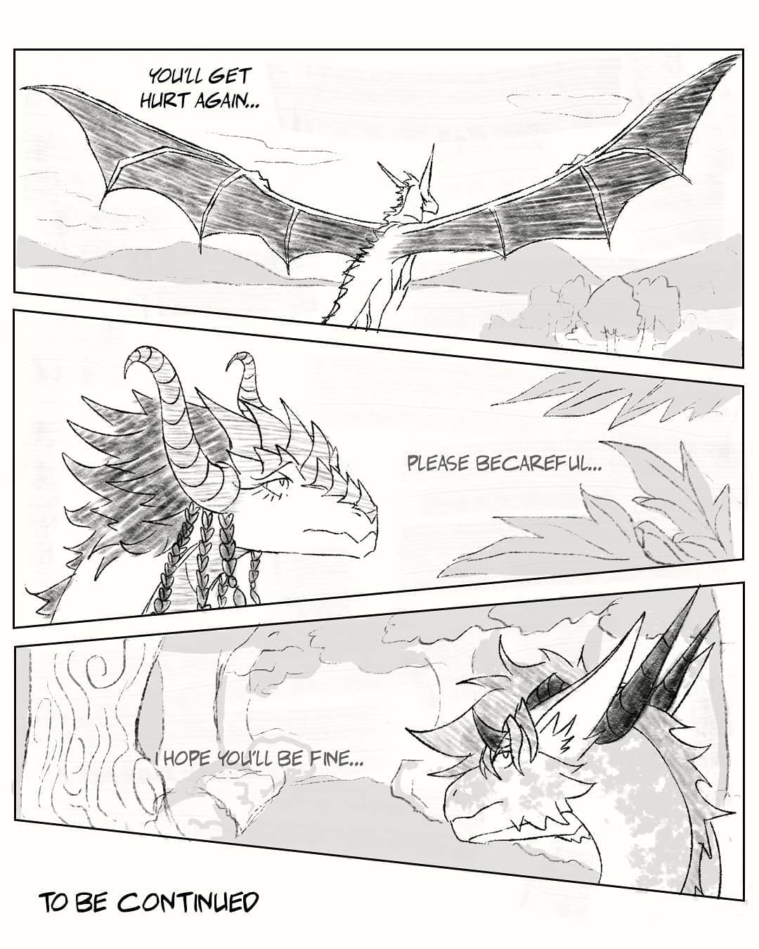 4:5 asian_mythology black_and_white claws comic comic_panel dialogue dragon east_asian_mythology eastern_dragon english_text female feral flying forest group hi_res horn leaf line_art looking_at_another male monochrome mythology nature naya_(nuree_art) nuree_art outside plant raiden_(nuree_art) reevah_(nuree_art) sad scalie sketch speech_bubble spikes text tree trio western_dragon wings