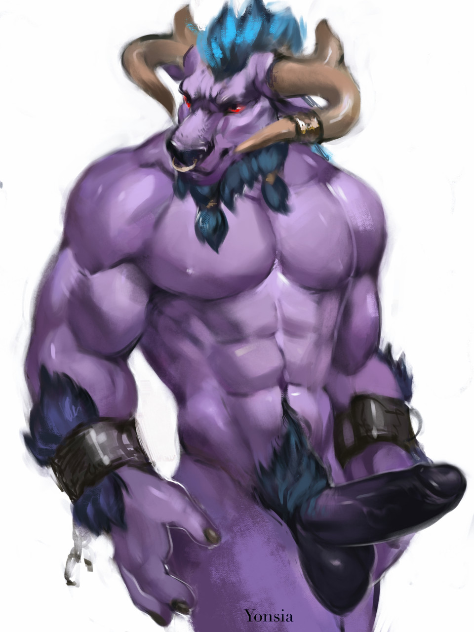2022 2_horns 3:4 abs alistar_(lol) angry anthro areola balls beard belly biceps big_abs big_balls big_biceps big_brachioradialis big_deltoids big_flexor_carpi big_horn big_latissimus_dorsi big_muscles big_obliques big_pecs big_penis big_serratus big_trapezius big_triceps black_balls black_body black_flesh black_fur black_genitals black_glans black_mane black_nails black_nose black_penis black_text blue_beard blue_body blue_fur blue_highlights blue_mane blue_pubes bovid bovine brachioradialis broken_chain broken_restraints cattle chin_tuft closed_frown colored colored_nails cuff_(restraint) cuff_(restraint)_only dark_balls dark_beard dark_cuff_(restraint) dark_eyes dark_flesh dark_glans dark_nails dark_nose dark_penis dark_pubes dark_text deltoids digital_media_(artwork) digital_painting_(artwork) erection european_mythology facial_hair facial_piercing facial_tuft flexing_brachioradialis flexor_carpi front_view fur fur_tuft furrowed_brow genitals glans glare glistening glistening_arms glistening_balls glistening_beard glistening_belly glistening_body glistening_chest glistening_cuff_(restraint) glistening_eyes glistening_face glistening_fingers glistening_fur glistening_genitalia glistening_glans glistening_hands glistening_horn glistening_jewelry glistening_metal glistening_nails glistening_nipples glistening_nose glistening_nose_piercing glistening_nose_ring glistening_penis glistening_piercing glistening_ring gold_(metal) gold_jewelry gold_nose_piercing gold_nose_ring gold_piercing gold_ring gradient_penis greek_mythology head_horn head_tuft hi_res highlights_(coloring) horn horn_jewelry horn_ring huge_abs huge_deltoids humanoid_genitalia humanoid_hands humanoid_penis jewelry jewelry_only latissimus_dorsi league_of_legends legs_together light light_areola light_arms light_belly light_body light_chest light_face light_fingers light_flesh light_fur light_hands light_horn light_jewelry light_legs light_mane light_neck light_nipples light_nose_piercing light_nose_ring light_piercing light_ring lighting looking_away male male_anthro mammal mane manly mature_anthro mature_male metal minotaur monotone_areola monotone_arms monotone_balls monotone_belly monotone_chest monotone_cuff_(restraint) monotone_face monotone_fingers monotone_genitals monotone_glans monotone_hands monotone_horn monotone_jewelry monotone_legs monotone_nails monotone_neck monotone_nipples monotone_nose monotone_nose_piercing monotone_nose_ring monotone_piercing monotone_pubes monotone_ring mostly_nude_anthro mostly_nude_male multicolored_body multicolored_fur multicolored_mane multicolored_penis muscular muscular_anthro muscular_male mythology nails navel nipples no_sclera nose_piercing nose_ring obliques pecs penis piercing portrait pubes purple_areola purple_arms purple_belly purple_body purple_chest purple_face purple_fingers purple_flesh purple_fur purple_genitals purple_hands purple_legs purple_neck purple_nipples purple_penis red_eyes restraints ring ring_(jewelry) ring_piercing riot_games serratus shaded signature simple_background solo standing tan_horn text thick_penis three-quarter_portrait trapezius triceps tuft two_tone_flesh two_tone_genitals two_tone_mane two_tone_penis v-cut vein veiny_penis video_games white_background white_light wristwear wristwear_only yonsia