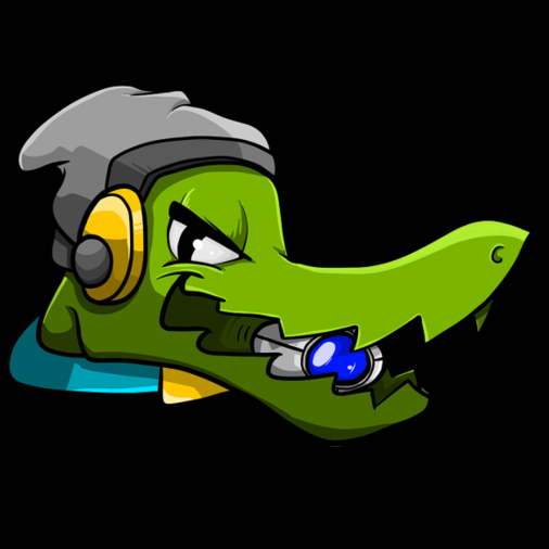 anthro ball ball_in_mouth clothing crocodile crocodilian crocodylid hat headgear headphones headwear hoodie latch lethal_league looking_at_viewer male quokkacii reptile scalie solo topwear