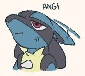 ambiguous_gender angry anthro black_body black_fur blue_body blue_fur canid canine chest_spike cross-popping_vein ear_twitch ears_back fezziobeans flat_colors fur generation_4_pokemon half-closed_eyes looking_up low_res lucario mammal narrowed_eyes nintendo pivoted_ears pokemon pokemon_(species) reaction_image red_eyes simple_background snout solo spikes spikes_(anatomy) video_games white_background yellow_body yellow_fur