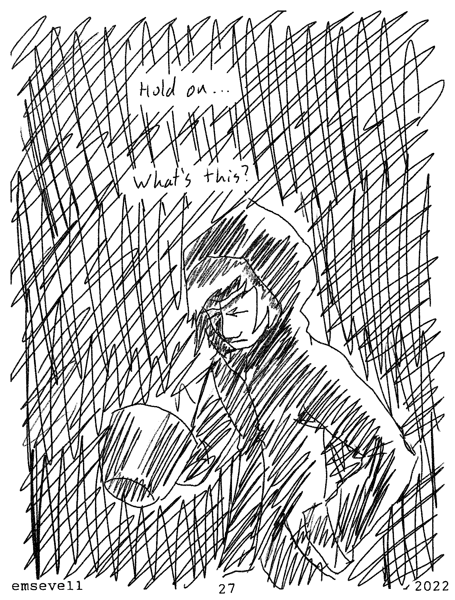 a_story_with_a_known_end cameron_cress clothing coat comic container cross-hatching emsevell english_text hand_in_pocket hatching_(art) hi_res human male mammal night page_number pockets shaded solo text topwear webcomic