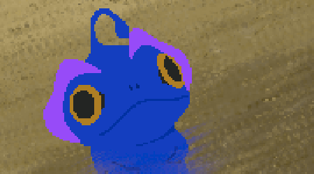 ambiguous_gender animated blinking blue_(the_sea_beast) blue_body digital_media_(artwork) feral fish low_res male marine monster pixel_(artwork) sand seaside solo teeth thornybush unknown_species water yellow_eyes