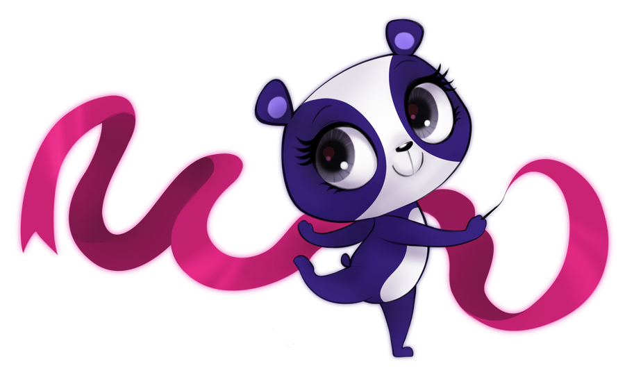 2013 alpha_channel black_nose dancing digital_media_(artwork) eyebrows eyelashes female giant_panda hasbro holding_object littlest_pet_shop mammal mn27 multicolored_body penny_ling purple_body purple_eyes ribbons semi-anthro simple_background skipping small_tail smile solo transparent_background two_tone_body ursid white_body