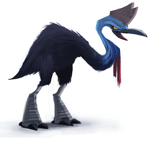 2013 ambiguous_gender angry avian beak black_body black_feathers blue_body casque_(anatomy) claws cryptid-creations feathers feral grey_body head_crest open_mouth simple_background solo southern_cassowary white_background yellow_eyes