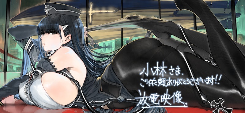 1girl aircraft artist_name ash_arms ass bangs bare_shoulders black_eyes black_hair black_pantyhose blunt_bangs breast_press breasts buttons city cityscape clothes_pull commentary_request commission covered_nipples cross detached_sleeves dirigible feet feet_up hair_ornament hairclip hat houden_eizou huge_ass huge_breasts indoors iron_cross long_hair looking_at_viewer looking_to_the_side lying me_262a_schwalbe_(ash_arms) military_hat no_bra on_stomach pantyhose pantyhose_pull parted_lips pulled_by_self shiny shiny_clothes shiny_legwear sideboob signature skeb_commission skyline solo thick_thighs thighband_pantyhose thighs translation_request very_long_hair window