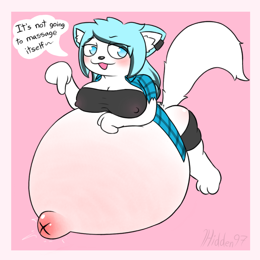 anthro arctic_fox belly big_belly big_breasts blue_eyes blue_hair blush bottomwear breasts butt canid canine clothing dialogue ear_piercing erect_nipples eyebrows female flannel fox fur gesture glistening glistening_butt hair hidden97 highlights_(coloring) hyper hyper_belly inflation long_hair looking_aside mammal navel nipples outie_navel overweight overweight_female piercing pointing pointing_at_self raised_eyebrow shirt short_stack shorts simple_background solo stubby_legs topwear torn_clothing torn_shirt torn_topwear tube_top white_body white_fur
