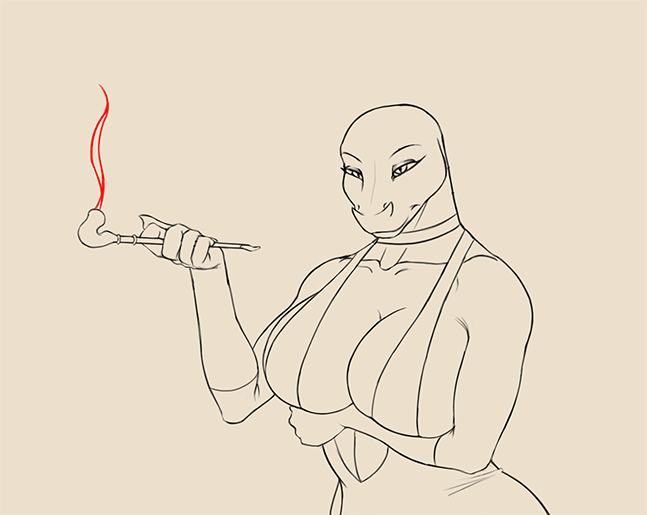 animated anthro big_breasts bouncing_breasts breasts clothed clothing female genitals hamili nipples nude pussy reptile scalie smoking snake solo tongue tongue_out