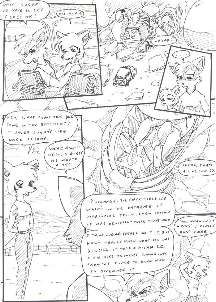 anthro black_and_white blood bodily_fluids border bottomwear canid canine car chair clothing cloud comic dasyuromorph destroyed_vehicle destruction dialogue ellipsis embrace english_text eyes_closed female fence footwear fox furniture group hair hands_behind_back hands_behind_head hands_on_shoulders horrified hug hybrid kitfox-crimson looking_at_another looking_at_partner looking_down machine male mammal marsupial mecha monochrome mountain novus_(kitfox-crimson) open_mouth outside_border pants rumour_(kitfox-krimson) shirt shoes sketch sky steering_wheel stone_wall sugar_(kitfox-crimson) t-shirt tank_top technology text thylacine topwear trio vehicle wall_(structure) window wounded