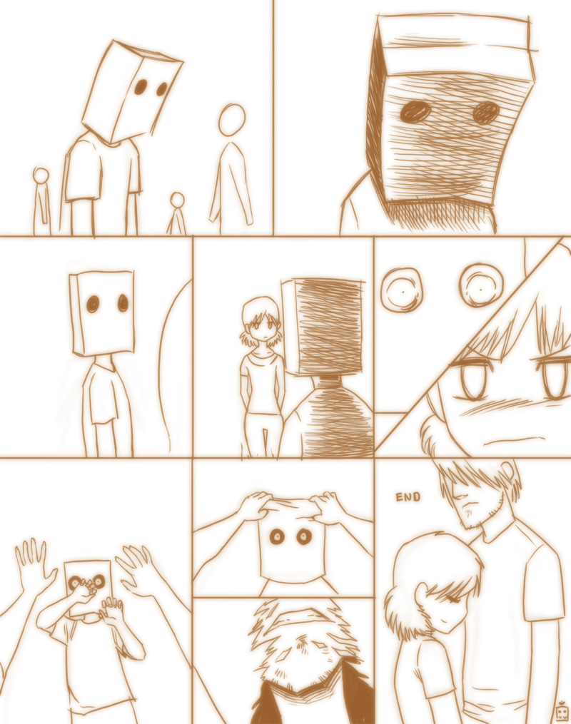 1boy 1girl alone anonymous artist_request comic dream dreaming loneliness simple_background white_background