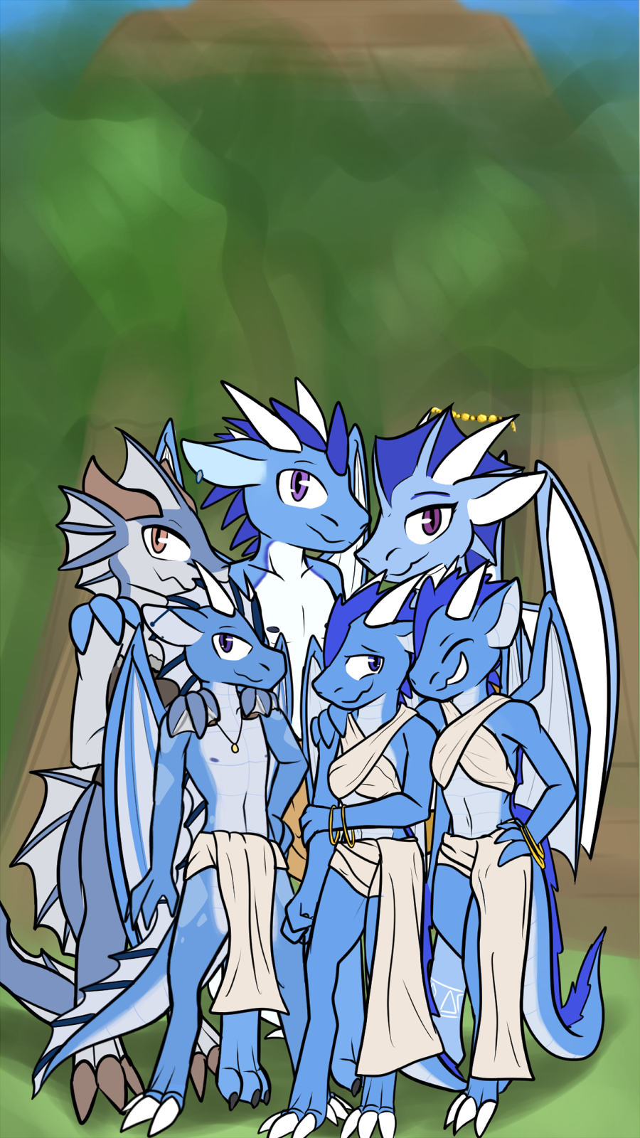 9:16 altrue anthro aquatic_dragon areola blue_body blue_scales bottomwear bracelet brother brother_and_sister chestwear clothed clothing daughter dragon ear_piercing elana_(altrue) family father father_and_child father_and_daughter father_and_son female frill_(anatomy) furgonomics furry-specific_piercing grandchild granddaughter grandmother grandmother_and_grandchild grandmother_and_granddaughter grandmother_and_grandson grandparent grandparent_and_grandchild grandson group hands_on_shoulders herm_(lore) hi_res horn horn_piercing industrial_piercing jewelry karin_(altrue) keilah_(altrue) kielah_(altrue) loincloth male maleherm_(lore) marine masteroflasagna membrane_(anatomy) membranous_frill membranous_wings mother mother_and_child mother_and_daughter mother_and_son navel necklace nipples orange_eyes outside parent parent_and_child piercing plant purple_eyes scales scalie sibling sister sisters sky smile son tahara_(altrue) tattoo tree twins webbed_hands western_dragon wings
