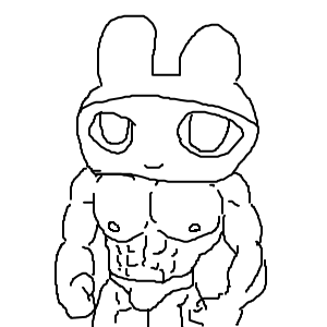 abs anthro bulge low_res male mametchi muscular muscular_anthro muscular_male nipples pecs smile solo unknown_artist