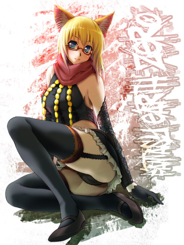 animal_ears blonde_hair fantasy_earth_zero garter_straps garters solo thighhighs yamakou_(pixiv16324)