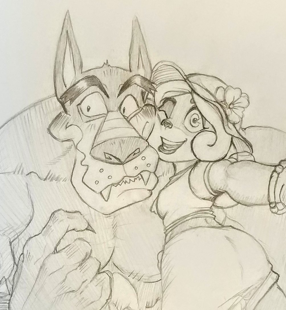 activision anthro blush coco_bandicoot crash_bandicoot_(series) duo female greyscale hair_down male male/female monochrome one_eye_closed selfie smile tiny_tiger toafaybos video_games wink